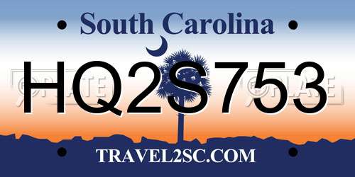 HQ2S753 South Carolina License Plate