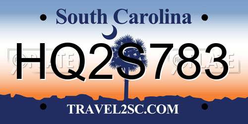 HQ2S783 South Carolina License Plate