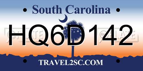 HQ6D142 South Carolina License Plate