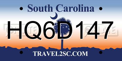 HQ6D147 South Carolina License Plate