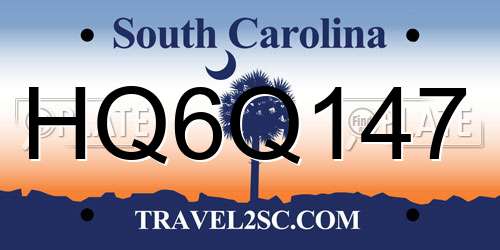 HQ6Q147 South Carolina License Plate