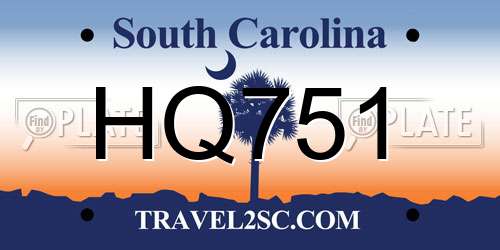 HQ751 South Carolina License Plate