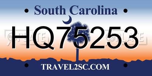HQ75253 South Carolina License Plate