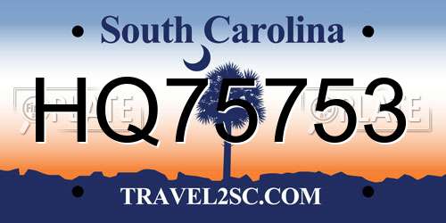 HQ75753 South Carolina License Plate