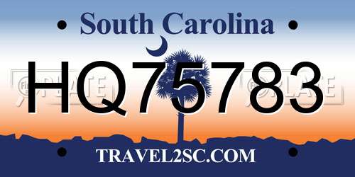 HQ75783 South Carolina License Plate
