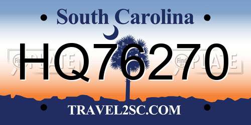 HQ76270 South Carolina License Plate