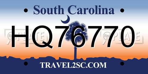 HQ76770 South Carolina License Plate
