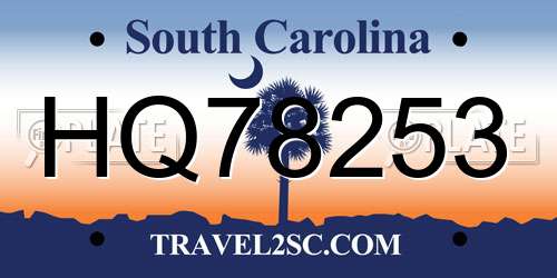 HQ78253 South Carolina License Plate