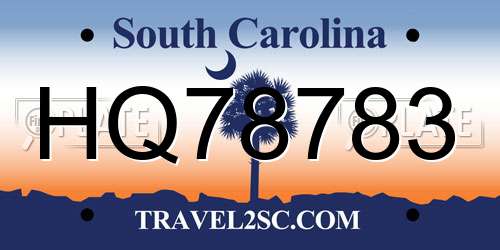 HQ78783 South Carolina License Plate
