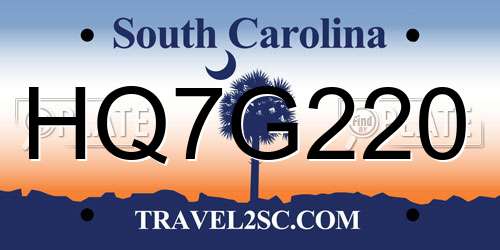 HQ7G220 South Carolina License Plate