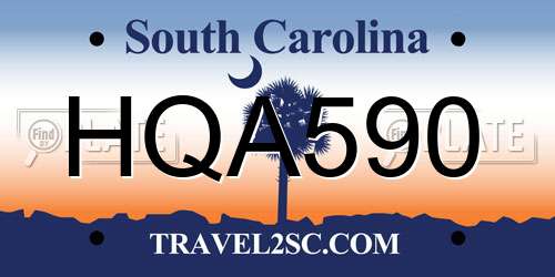 HQA590 South Carolina License Plate