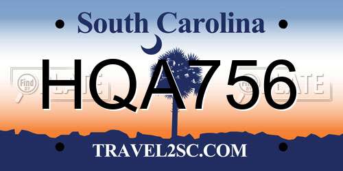 HQA756 South Carolina License Plate
