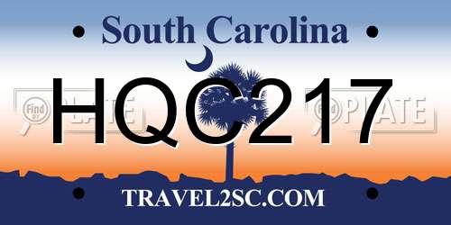 HQC217 South Carolina License Plate