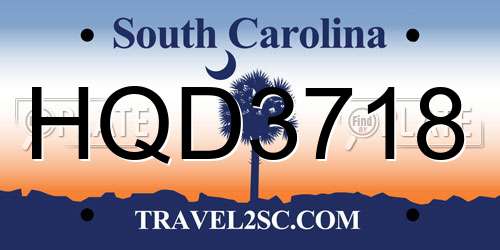 HQD3718 South Carolina License Plate