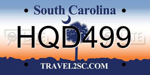 HQD499 South Carolina License Plate