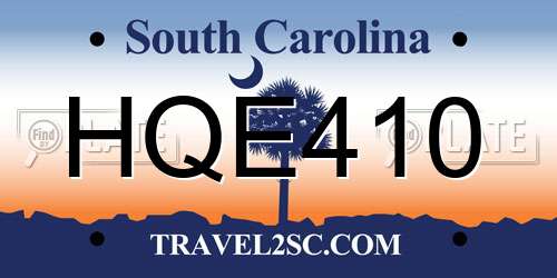 HQE410 South Carolina License Plate