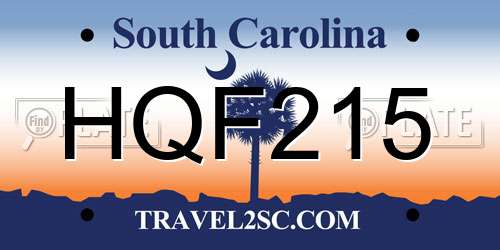 HQF215 South Carolina License Plate