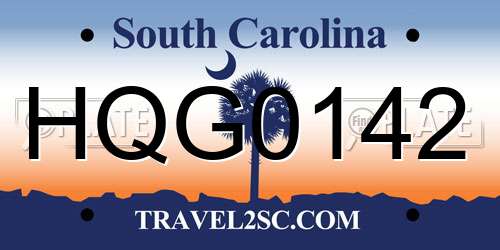 HQG0142 South Carolina License Plate