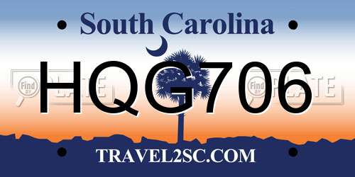 HQG706 South Carolina License Plate