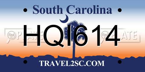 HQI614 South Carolina License Plate