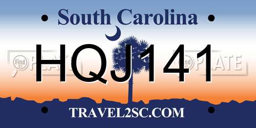 HQJ141 South Carolina License Plate