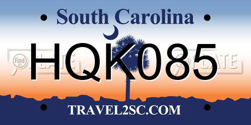 HQK085 South Carolina License Plate