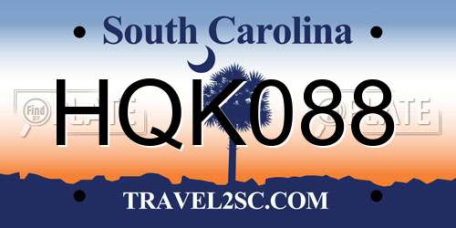 HQK088 South Carolina License Plate