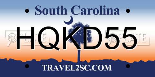 HQKD55 South Carolina License Plate