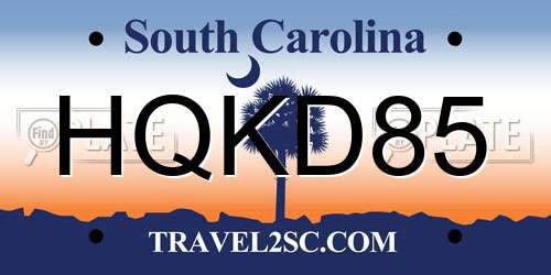 HQKD85 South Carolina License Plate