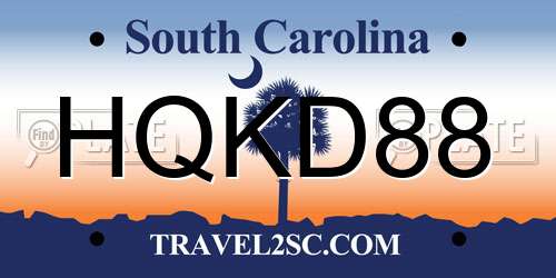 HQKD88 South Carolina License Plate