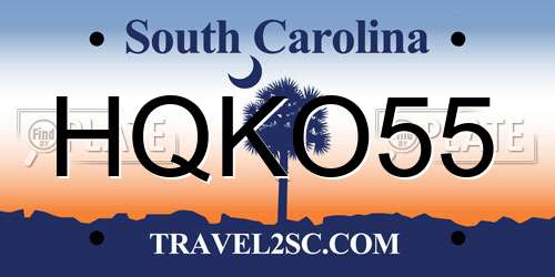 HQKO55 South Carolina License Plate