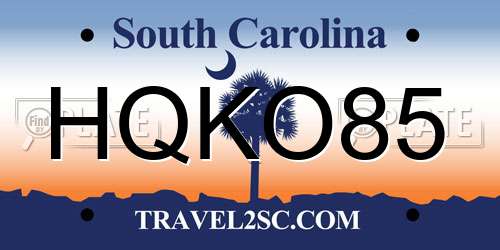 HQKO85 South Carolina License Plate
