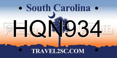 HQN934 South Carolina License Plate