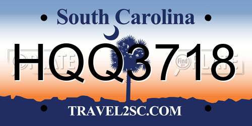 HQQ3718 South Carolina License Plate