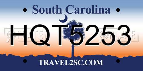 HQT5253 South Carolina License Plate