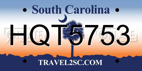 HQT5753 South Carolina License Plate