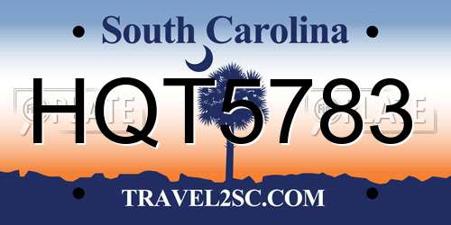 HQT5783 South Carolina License Plate