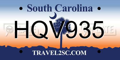 HQV935 South Carolina License Plate