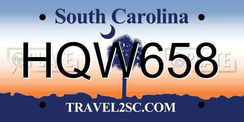 HQW658 South Carolina License Plate