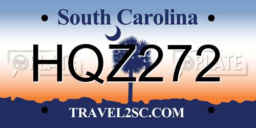 HQZ272 South Carolina License Plate