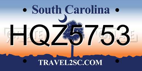HQZ5753 South Carolina License Plate