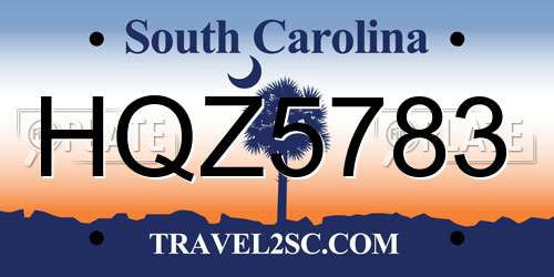 HQZ5783 South Carolina License Plate