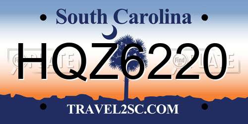 HQZ6220 South Carolina License Plate