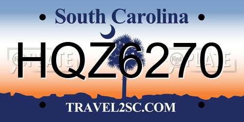 HQZ6270 South Carolina License Plate