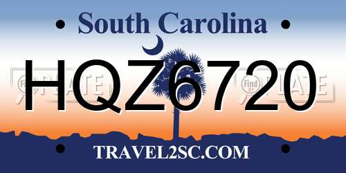 HQZ6720 South Carolina License Plate