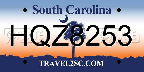HQZ8253 South Carolina License Plate