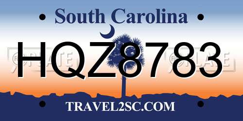 HQZ8783 South Carolina License Plate