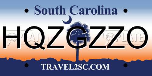 HQZGZZO South Carolina License Plate