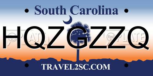 HQZGZZQ South Carolina License Plate