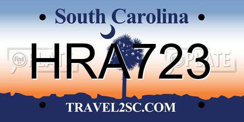 HRA723 South Carolina License Plate